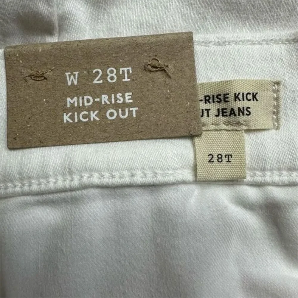 NWT Madewell Women's Tall Kick Out Crop Jeans Pure White Size 28 Mid-Rise Summer